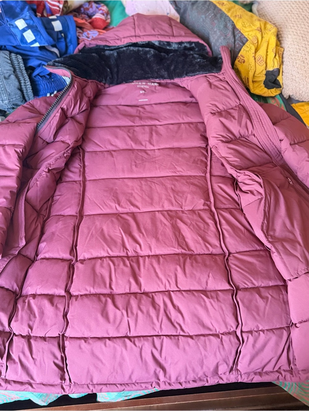 Andrew Marc Mauve Pink Quilted Ski Jacket with Hood